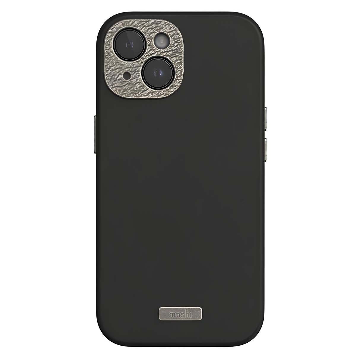 Coque iPhone 15 Plus Moshi évitez les rayures grâce au cuir noir renforcé