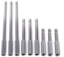 9Piece Set Magnetic Bit Holder Extensions 2”-4”-6" - Universal 1/4 Hex Shanks Th
