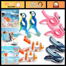 8 Pack Beach Chair Clips - Durable Towel Clips, Colorful Parrot Flamingo Shape