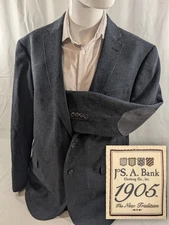 Jos. A. Bank 1905 Wool Blend Burlap Blazer Coat Sports Suit Jacket  Blue 46R 48"