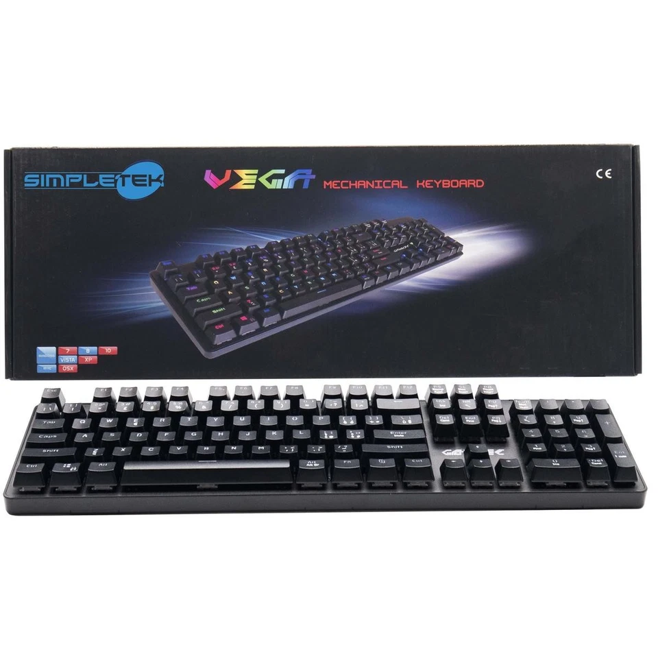 RGB Gaming Mechanical Keyboard Colorful USB Wired PC 5 Profiles - Image 2 of 4