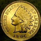 1904 American Indian Head Cent AU Brown Philadelphia Mint Penny.