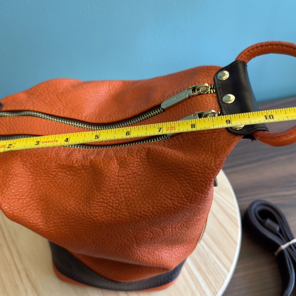 Valentina Italian Leather Shoulder Backpack Pebbled Orange  display picture 1