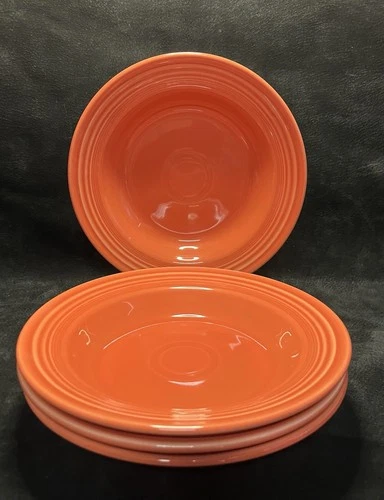 Fiesta 9" Rimmed Soup or Pasta Bowl Set Of 4 Lead Free Orange Persimmon Retired