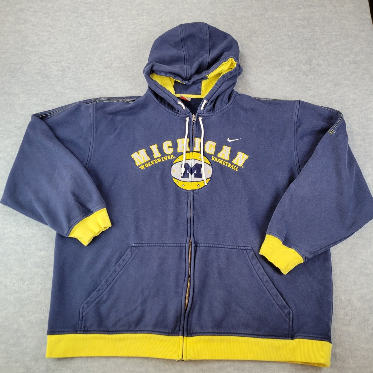 Nike Team Michigan Basketball Full Zip Embroidered Hoodie Y2K