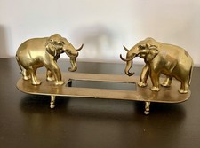 Vintage Hand Carved Brass elephant pair figurine, Unique Decorative Showpiece. 