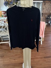 Boys Polo Ralph Lauren Long Sleeve T-shirt Size XL 18-20 Blue Red Logo