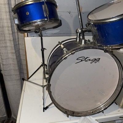 Stagg Kids Child's Full 16'' Drum Set Kit - Blue + Sticks, Cymbals & Throne