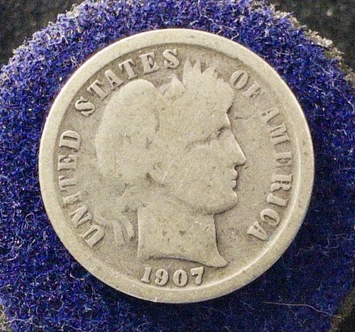 Rare Beautiful 1907-O U.S. Barber Dime (SILVER) KM 113