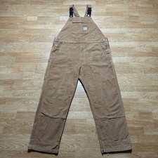 Vintage Carhartt Double Knee Bib Overalls Duck Canvas Workwear Mens 42x32 USA