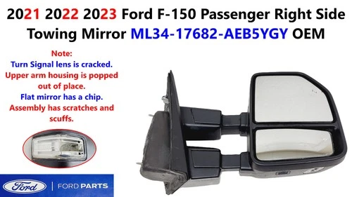 2021 2022 2023 Ford F150 Passenger Right Side Towing Mirror ML34-17682-AEB5YGY