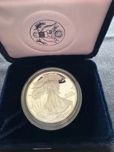 1995-P Proof American Silver Eagle Dollar  Box & COA US Mint