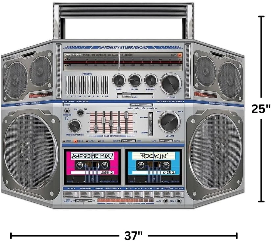 Impresionante Boombox Cartón Stand-Up Años 80 - Decoración Fiesta - 1 Pieza Foto 3 de 3