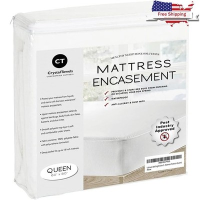 Zippered Mattress Protector Waterproof Deep Pocket Soft Polyester Comfort New