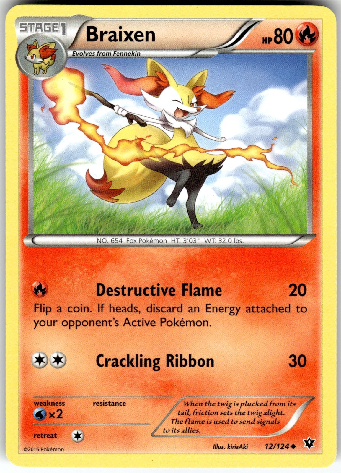 Braixen XY - Fates Collide 12/124 2016 NM