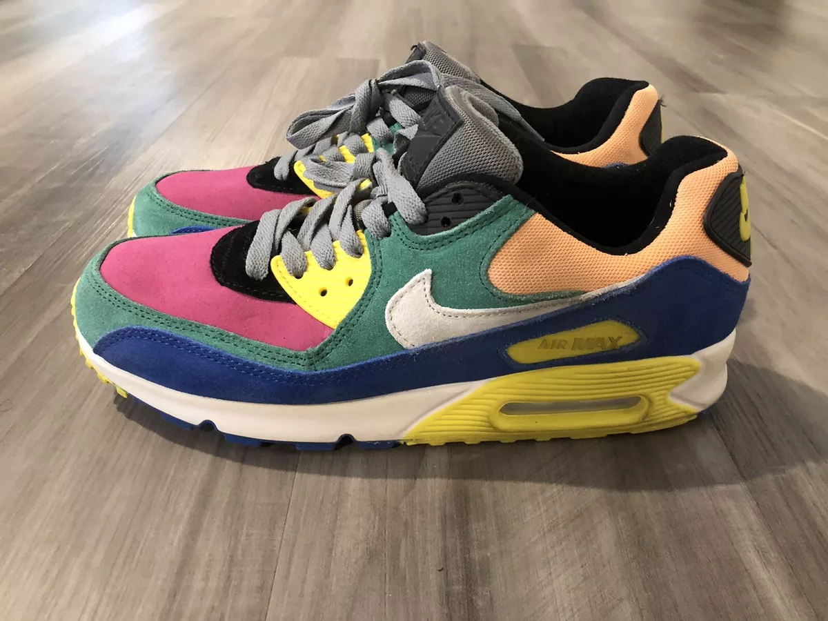 AIR MAX 90 QS 2.0 Size 10 RAINBOW LUCID GREEN BLUE WHITE SNEAKERS | eBay