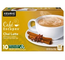 Keurig Cafe Escapes Chai Latte, K-Cup Pods, 10+2 Count 2025 Free Ship
