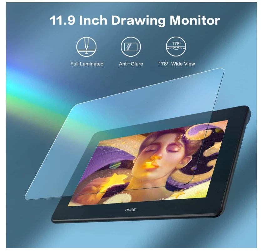12 Inch Drawing Tablet with Screen,127% sRGB Full-Laminated and Anti-Glare Compu - Image 2 of 4