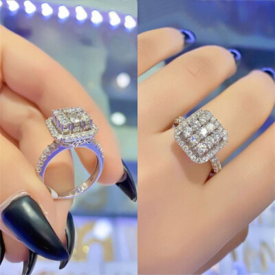 Fashion Jewelry 925 Silver Rings Cubic Zircon Engagement Party Rings Sz 6-10