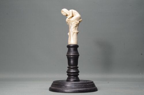 Talla en base de madera Art Nouveau 22 cm dama desnudo erotismo busto arte - Imagen 1 de 12