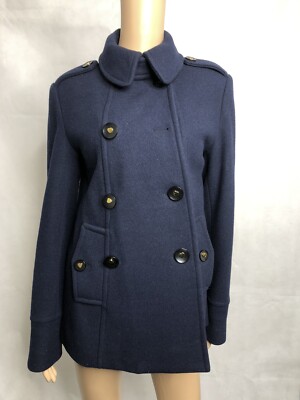 Betsey Johnson Jacket Womens S Navy Blue Pea Coat Preppy Winter ***READ 