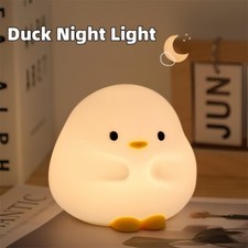 Cute Duck LED Night Lamp Cartoon Silicone USB Rechargeable Sleeping Light Touch