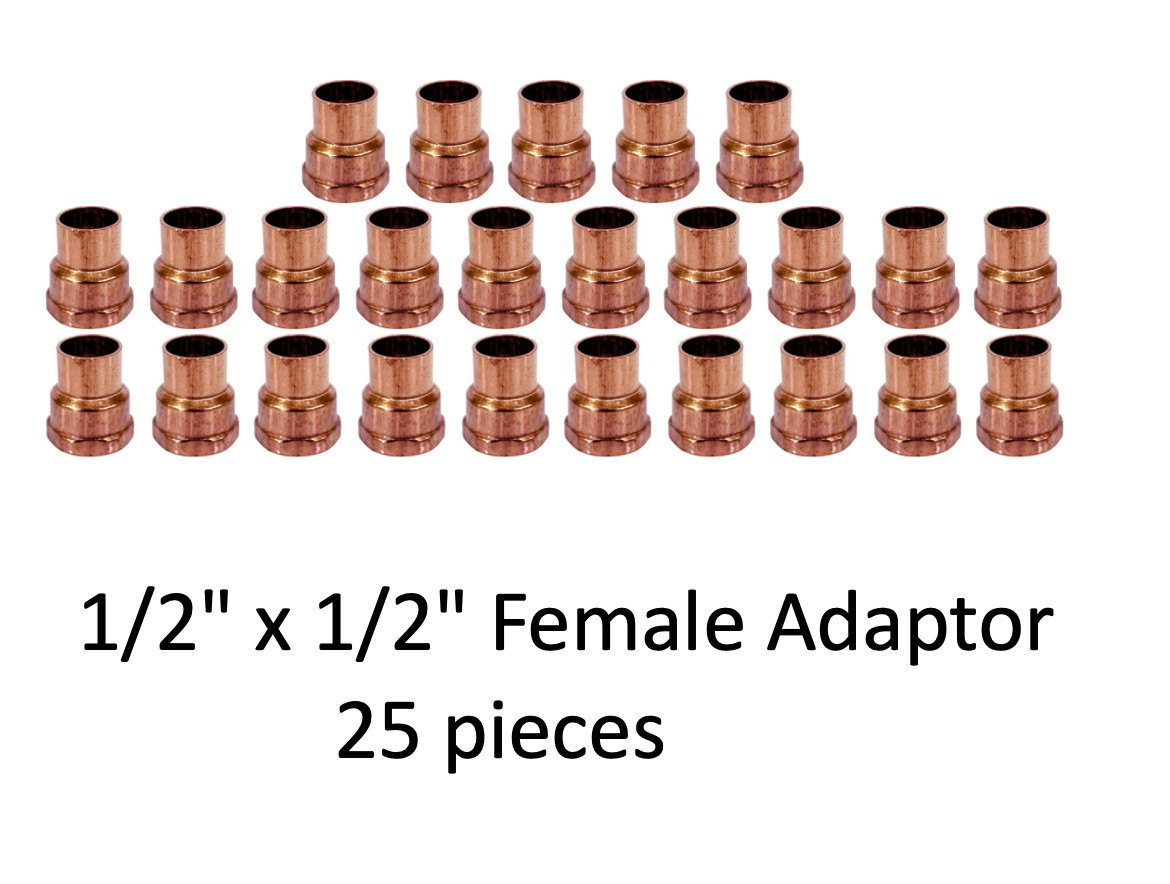 Lots of 25 pieces 1/2" x 1/2" Copper Female Adapter Sweat Solder Joint