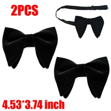 2PCS Oversize Velvet Bow Tie Big Bowtie Pre-Tied Wedding Party Ties Bowknots USA