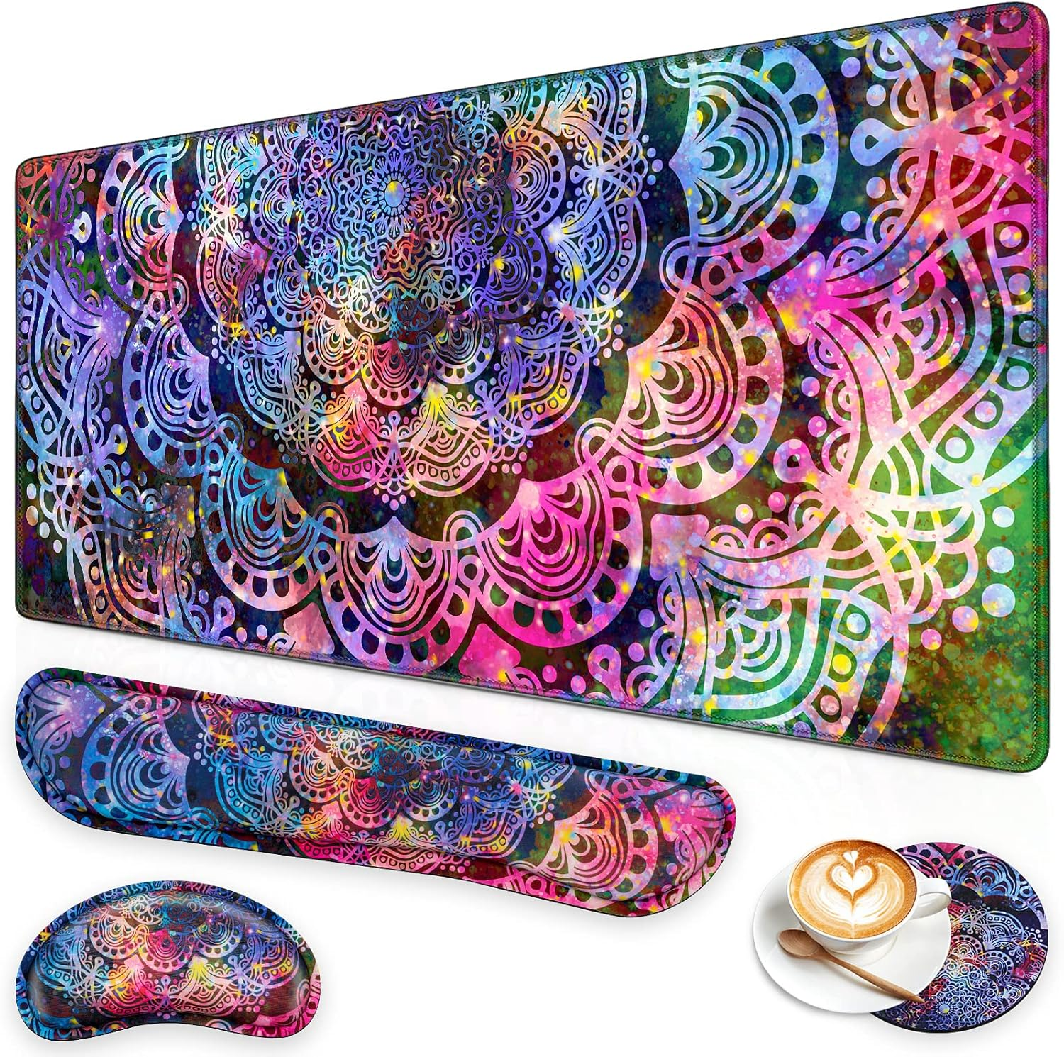 XXL 4-in-1 Gaming Mouse Pad Set with Keyboard Wrist Rest Support-image