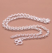 Pure Silver 999 Chain 4mm Width Rolo Link 18inch Sweater Necklace Stamp    999