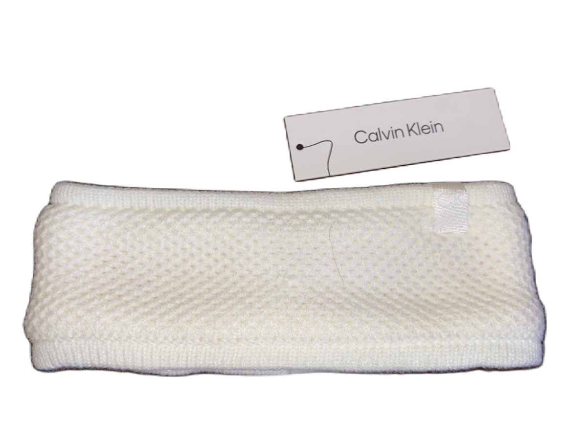 Calvin Klein Cable-knit Headband Cream One Size Fleece  display picture 3