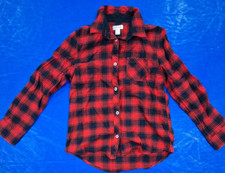 Cat and Jack Red Flannel Button Up - Size YL 10-12