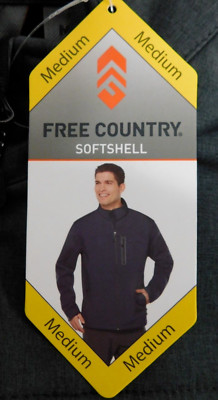 Free Country Softshell Medium Mens ZipUp Jacket, Water & Wind Resistant-Charcoal