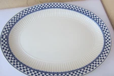 VTG Adams Brentwood 13.5" Oval Serving Platter English Ironstone Blue Shamrocks
