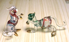pair of Monkey figurines (2pcs.) hand blown Art Glass gild cute GIFT - decor