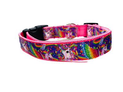Unicorn & Rainbows Dog Collar 1 inch Width Adjustable Unicorn collar rainbow pet
