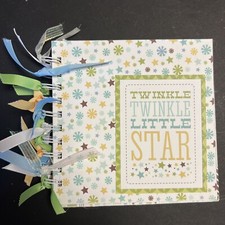 TWINKLE LITTLE STAR Handmade 6x6 Scrapbook Chipboard Album - 10 Pts - Baby Boy