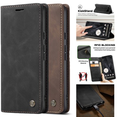 For Google Pixel 8 Pro / 8 Magnetic Case Flip Leather Card RFID Blocking Cover