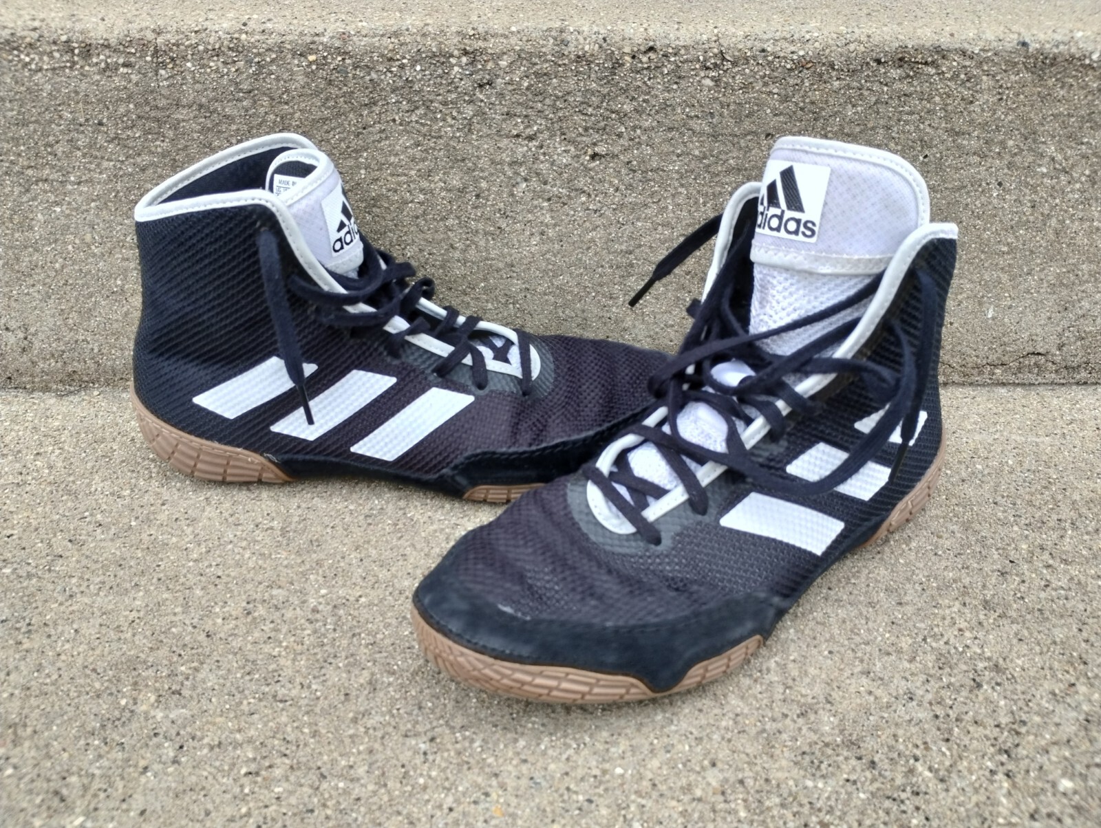 ADIDAS TECH FALL 2.0 WRESTLING SHOES  SIZE 8  BLACK/WHITE  CK HEADGEAR image 3