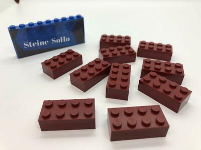 Lego (c) 10x 2x4 - Basic Stein - dunkelrot - Grundbausteine - #3001 - brick red