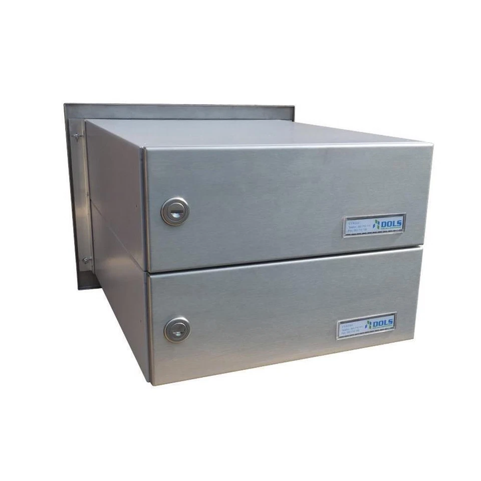 B-04 2er Mauerdurchwurf-Briefkasten Postkasten V2A-Edelstahl Mauerstärke 38.5cm - Bild 3 von 4