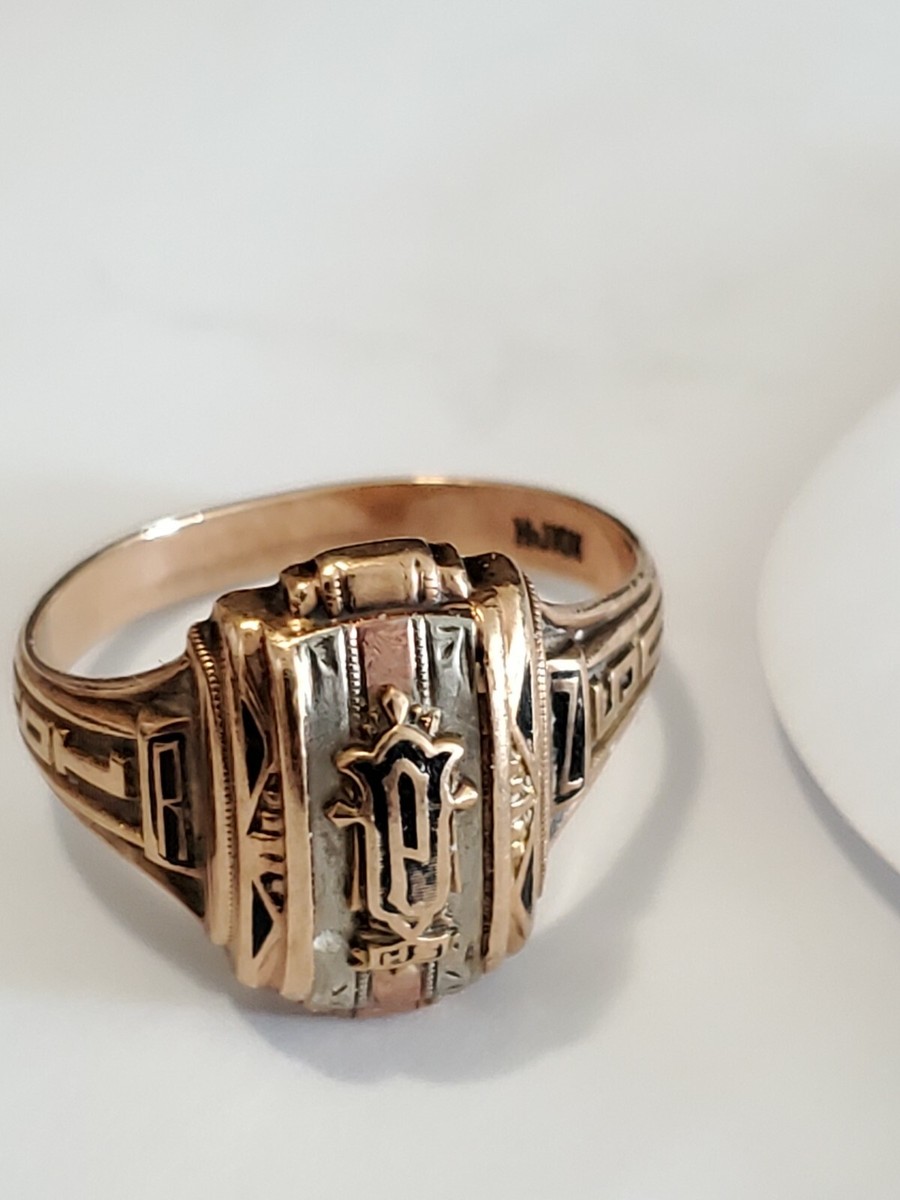 10 kt gold 1950 class ring letter p