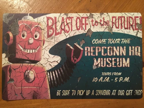 Tin Sign Vintage New Vegas Repconn Blast Off To The Future!