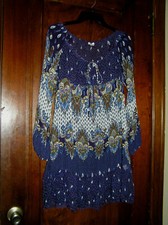 VINTAGE TARGET XHILARATION SHEER PEASANT DRESS W/LINER PURPLE PRINT SZ M 0520 su