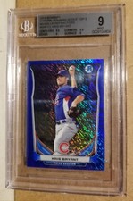 2014 BOWMAN CHROME PROSPECTS KRIS BRYANT MINI BLUE SHIMMER REFRACTOR /250 BGS 9