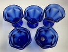 Set of 5 Vintage ANCHOR HOCKING Cobalt Blue Glass Dessert Parfait Ice Cream Cups