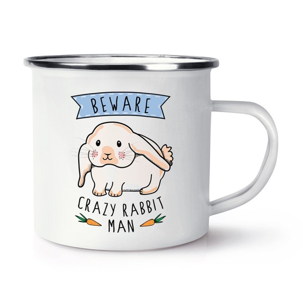 Beware VerrüCkte Hase Mann Retro Emaille Becher Tasse - Lustig Tiere Camping-image