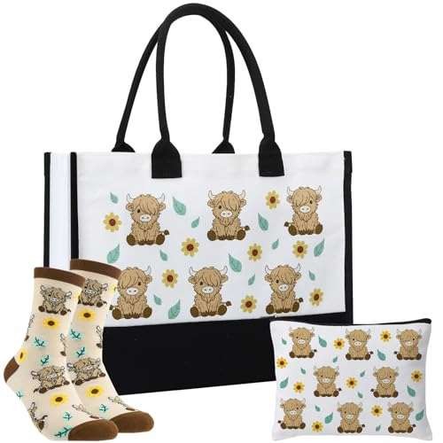 ViEinkaufen Highland Cow Gifts for Women Girls,Tote Bag  Assorted colors 