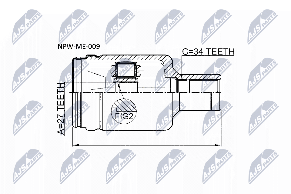 NPW-ME-009 NTY Joint Kit, drive shaft for MERCEDES-BENZ - Image 10