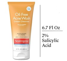 Neutrogena Oil-Free Acne Wash Cream Cleanser - Microclear Technology - 6.7 Fl Oz